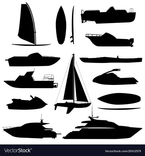 Sea ship silhouettes boats adapted to the open Vector Image