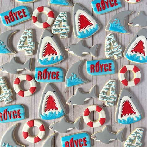 Shark Birthday Cookies Shark Party Favors - Etsy