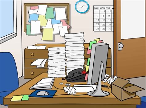 Messy office desk with laptop | Free Vector