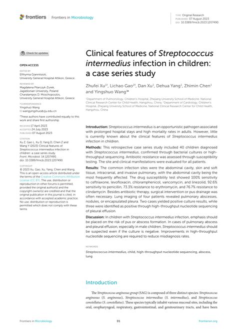 (PDF) Clinical features of Streptococcus intermedius infection in ...