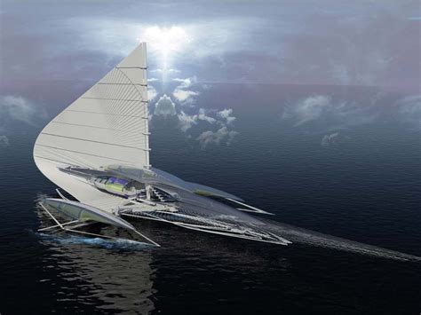 Solar powered Fresnel Hydrofoil Trimaran , - , The futuristic s ...