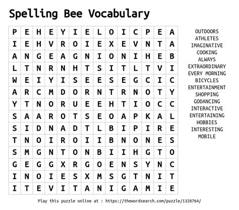 Download Word Search on Spelling Bee Vocabulary