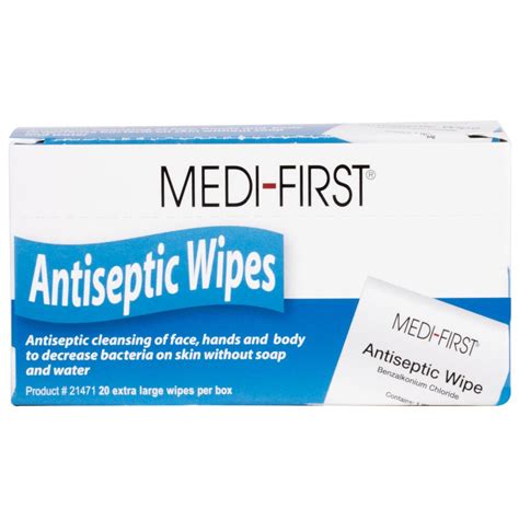 Extra Large Medi-First Antiseptic Wipes - 20/Box