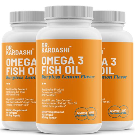 Dr. Kardashi Omega 3 Fish Oil 1200 Mg Burpless Essential Fatty Acids ...