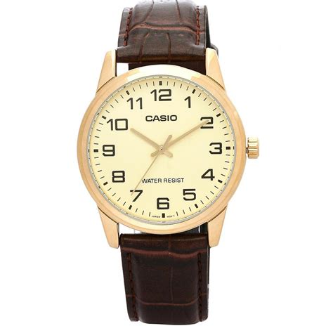 Casio Watch for Men's MTP-V001GL-9B Brown Leather Strap 30m Analog ...