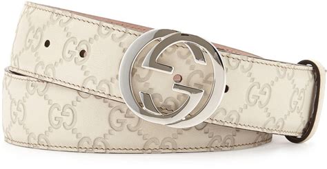 Gucci Interlocking G Buckle Leather Belt Medium White, $375 | Neiman ...