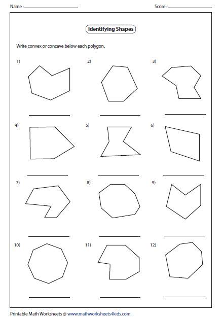 Polygon Worksheets | Shapes worksheets, Convex and concave polygons ...