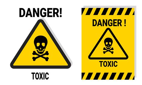 Toxic material hazard warning sign for work or laboratory safety with ...