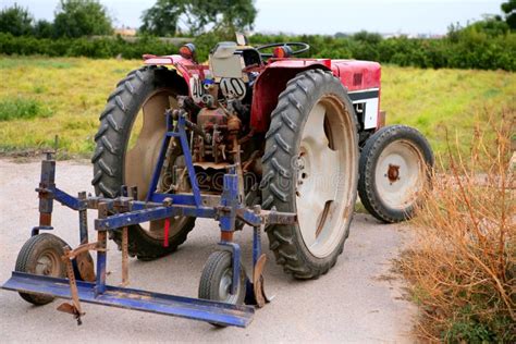 Agriculture Aged Red Tractor Retro Vintage Stock Image - Image of aged ...