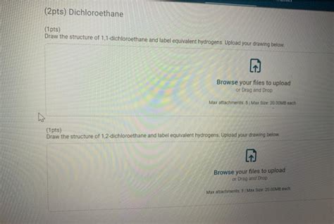 Solved (2pts) Dichloroethane (1pts) Draw the structure of | Chegg.com