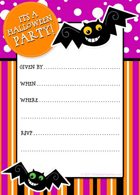 Downloadable Free Printable Halloween Party Invitations