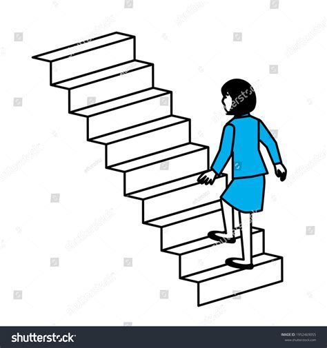 Diagonal View Woman Climbing Stairs Vector: เวกเตอร์สต็อก (ปลอดค่า ...