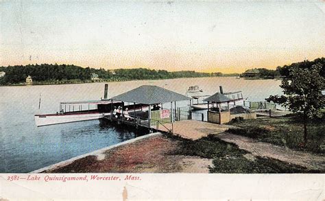 Lake Quinsigamond Worcester Shrewsbury MA Boating Fishing Pier Vtg ...