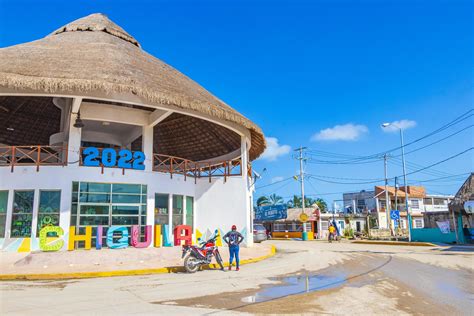 Chiquila Quintana Roo Mexico 2021 Panorama landscape boats port harbor ...