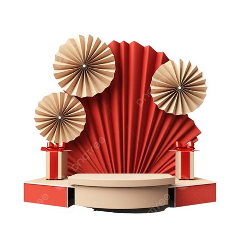 Podium, Stand, Platform For Product Presentation, Paper Fans And ...