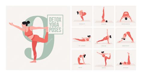 Premium Vector | Yoga poses for detox young woman practicing yoga poses