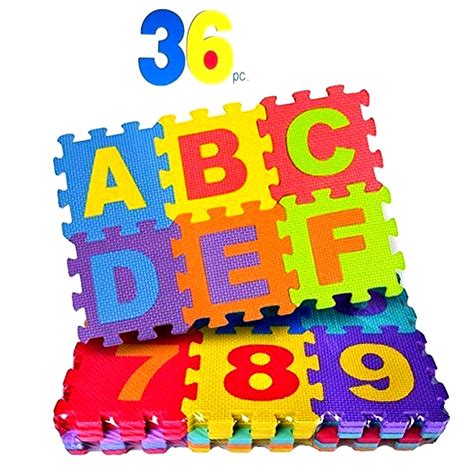 World 36 Pieces Soft Foam Puzzle Mat for Kids/ABC & Number 0 to 9 Mat ...