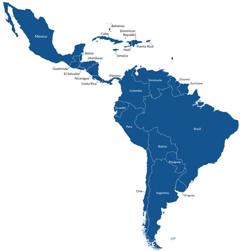 Latin America Physical Map Labeled