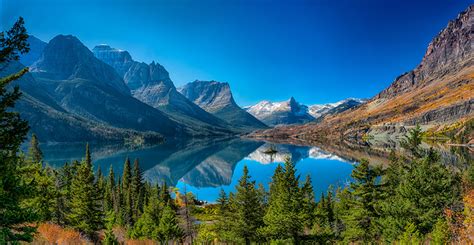 Pictures USA St Mary Lake Glacier National Park Nature Spruce