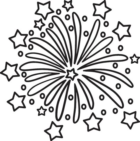 New Year Fireworks Isolated Coloring Page for Kids 11416918 Vector Art ...