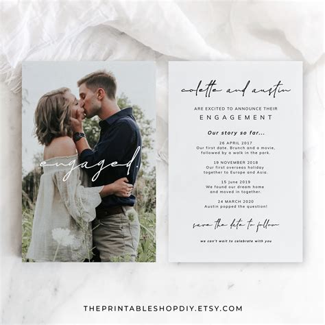 Engagement Announcement Card Our Love Story We're - Etsy Australia