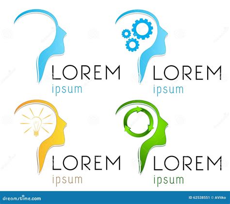 Vector Logo Template Set, Human Mind Stock Vector - Image: 62538551