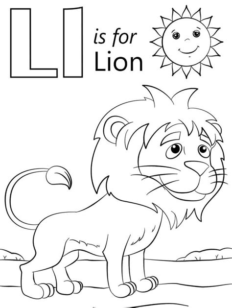 Lion Letter L Coloring Page - Free Printable Coloring Pages for Kids