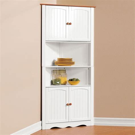 White Corner Cabinet Tall | Corner kitchen cabinet, Corner storage ...