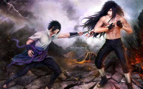 🔥 Free Download Madara Uchiha Vs Sasuke Fighting Anime Hd Wallpaper ...