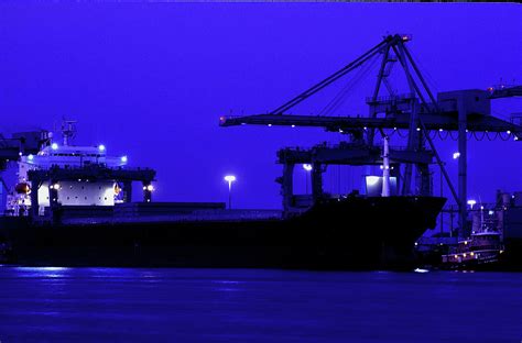 Ship at Night Port newark-O Photograph by Dan Hormann