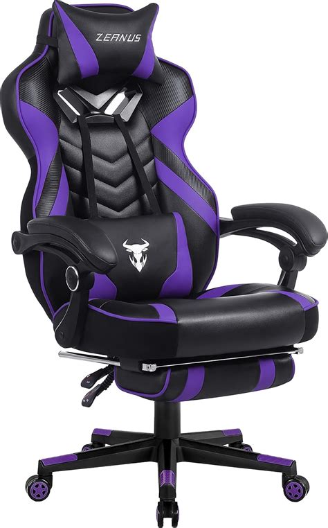 Purple Gaming Chair with Footrest, Massage, and Reclining for Big and ...