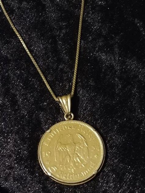 925 silver coin German Reich, 585 gold chain - Catawiki