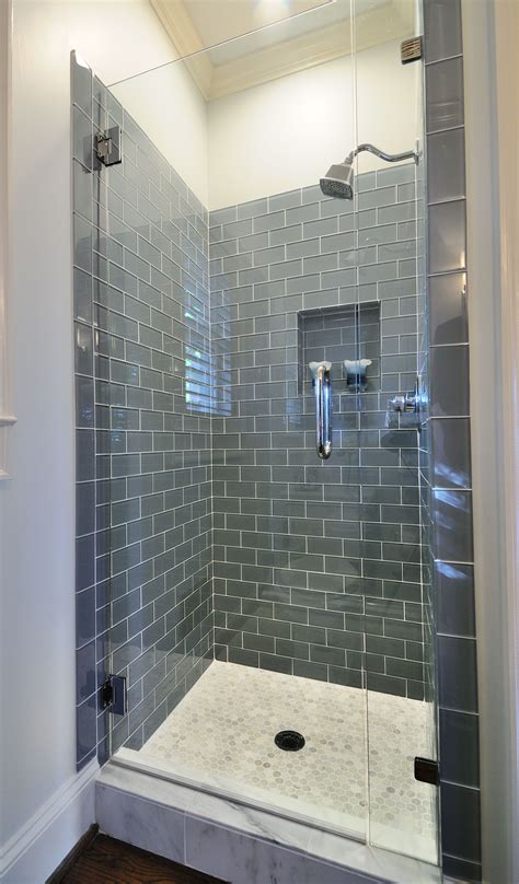 Gray Glass Subway Tile Shower - Glass Designs