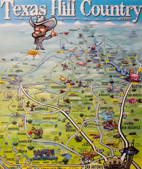 Texas Hill Country Map Poster - Texas Hill Country