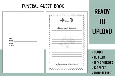 Funeral Guest Book KDP Interior Pages Graphic by dvect_artist ...