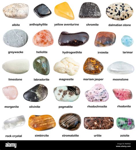 collection of natural mineral gem stones with name Stock Photo - Alamy