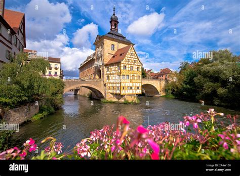 Bamberg. Scenic view of Old Town Hall of Bamberg (Altes Rathaus) with ...