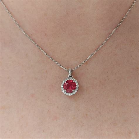 Modern 1.63ct Red Spinel and Diamond Pendant Necklace