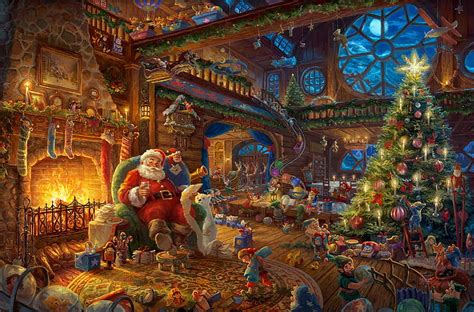 720P free download | Santa's workshop, art, santa, christmas, craciun ...