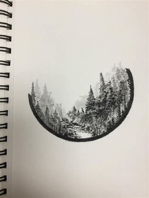 Pen and ink sketch of a forest scene : r/drawing