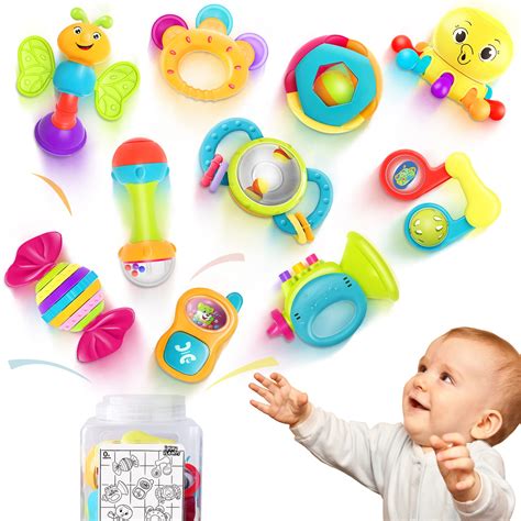 iPlay iLearn 10pcs Baby Rattles Toys Set Infant Grab N Shake Rattle ...