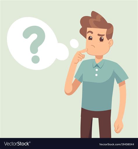 Cartoon thinking man with question mark in think Vector Image