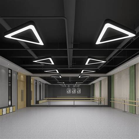 Triangular Gym Ceiling Hang Light Metallic Modern LED Chandelier ...