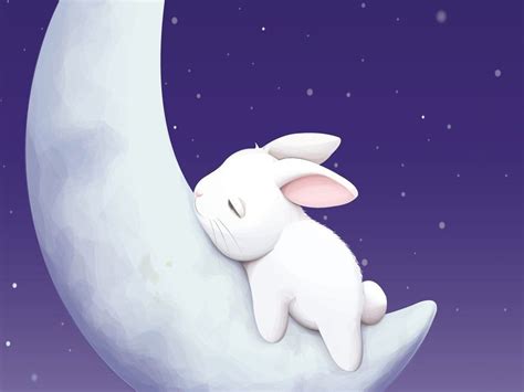 sleeping moon bunny: desktop wallpaper Cute Bunny Cartoon Wallpapers ...