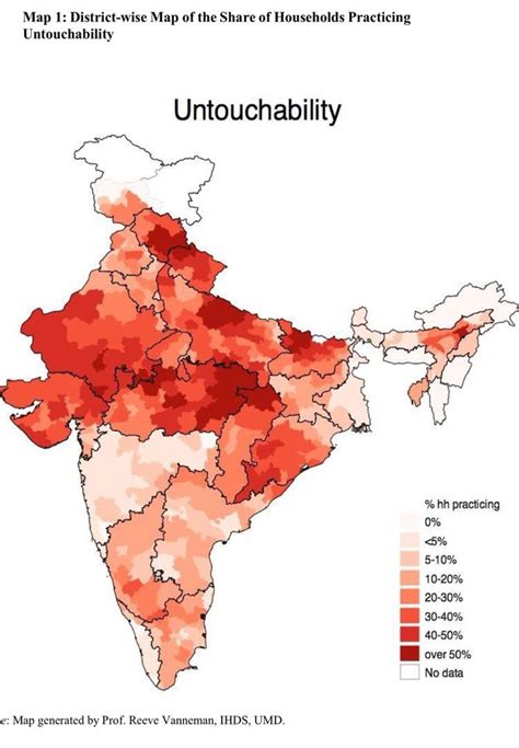 District-wise Map of the Share of Households Practising Untouchability ...