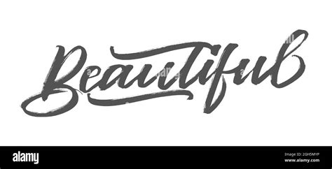 Beautiful. Handwritten word with a brush. Calligraphy in vector Stock ...