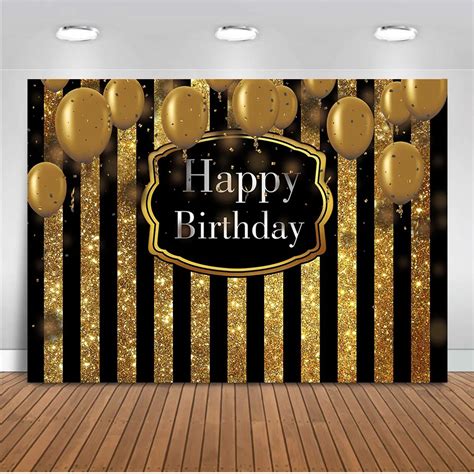 Neoback Happy Birthday Theme Party Decoration Banner Black and Gold ...