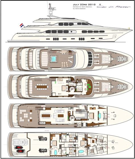 Latitude Luxury Yacht deck plan / layout (2550×2998) | Deck layout ...