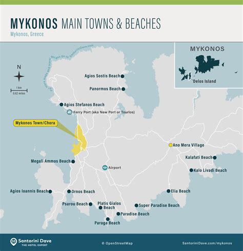 Mykonos Map Beaches - canvas-point