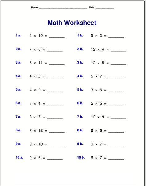 Easy Times Table Practice Sheets | Activity Shelter